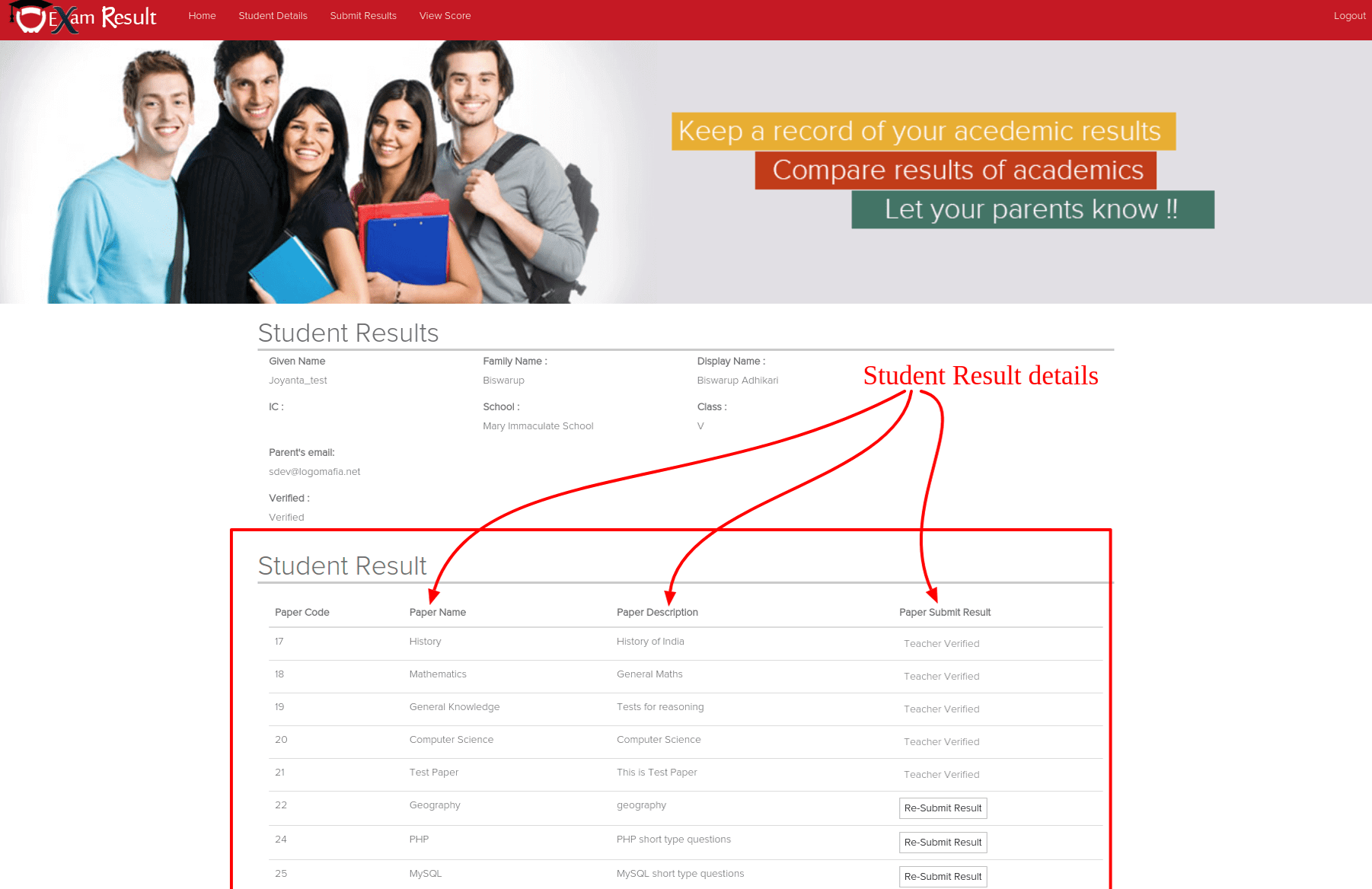 Exam Result Administration